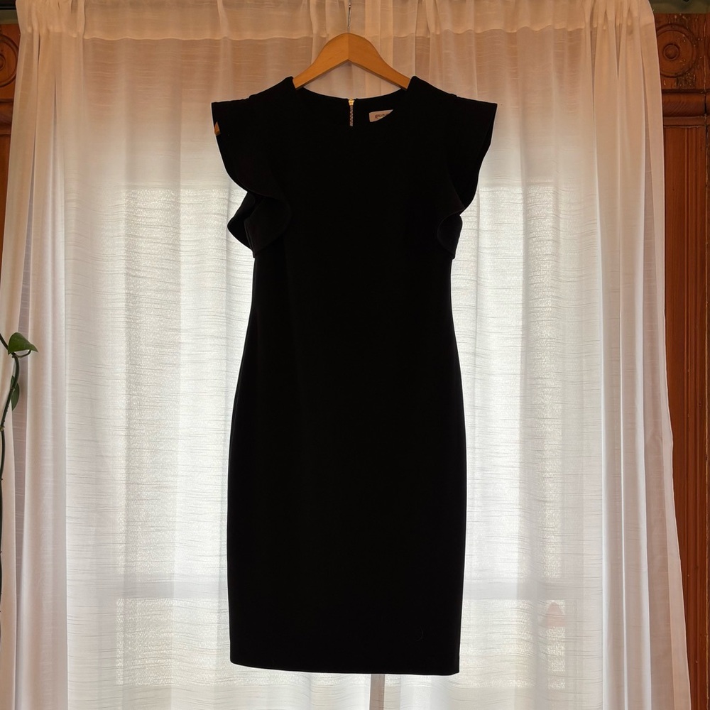 Calvin Klein flutter sleeve little black dress | size 8